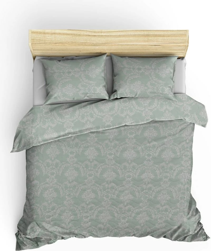 Set mbulesë krevati e qepur dyfishe L'essentiel, ngjyrë jeshile deti e bardhë