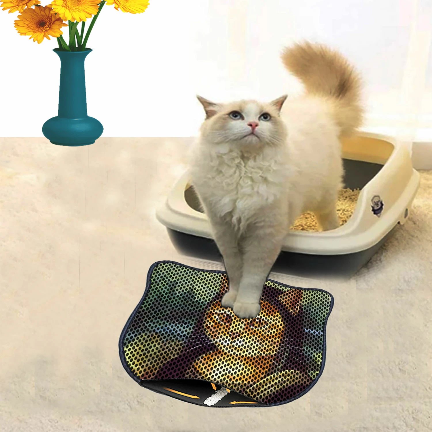 Tapet për rërë mace, shumëngjyrësh, Paws & Whiskers, Kdkafa0133, 40x50cm