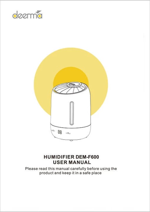 Humidifikues ultrasonik Deerma F600, 5L, i bardhë, aromaterapi