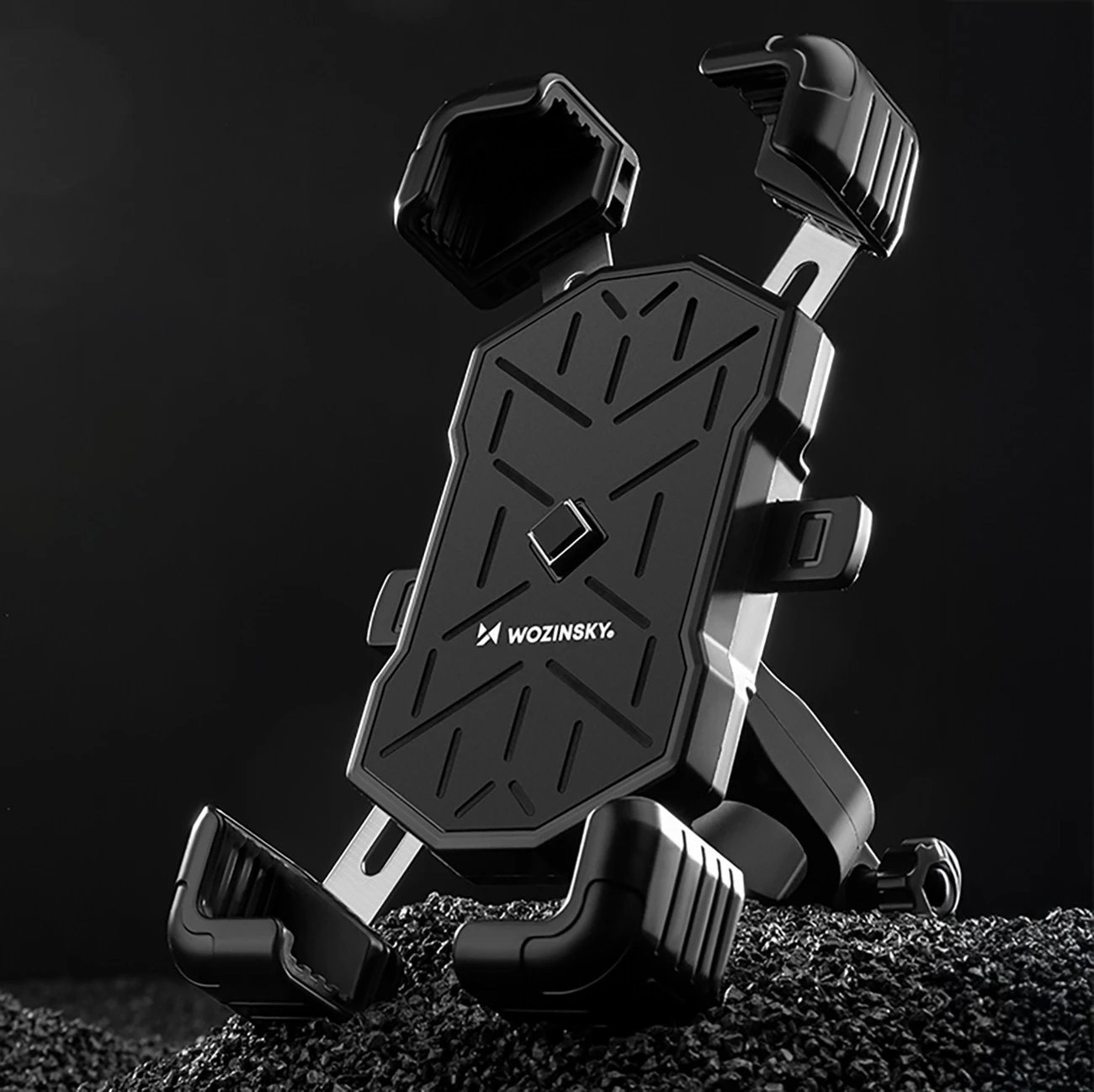 Mbajtëse telefoni për biçikletë, Wozinsky WUD-01B, për timon, 4.5-7.2", kapëse me buton lirimi, rregullim këndi, e zezë