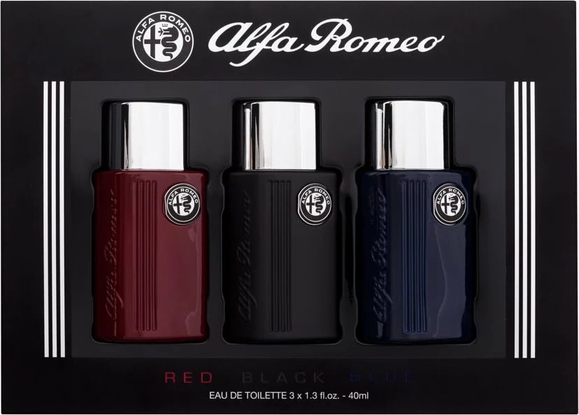 Eau de Toilette për meshkuj Alfa Romeo set Black Red Blue 3x40ml