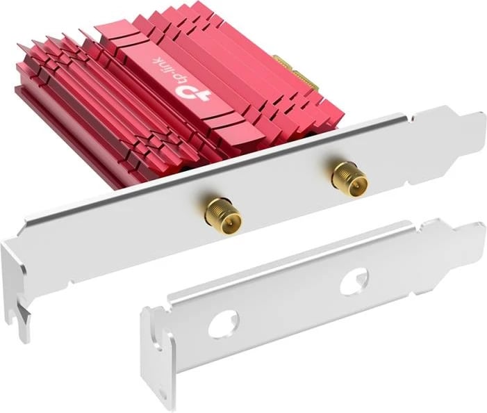 Adapter rrjeti Wi‑Fi 6E PCIe, TP-Link Archer TXE75E, tri-band, antena të jashtme me bazë magnetike, WPA3, Windows 10/11