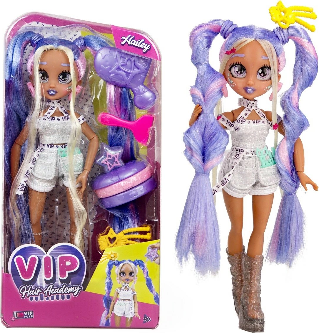 Kukull VIP Pets Hair Academy Hailey, Tm Toys, 30 cm, me aksesorë flokësh, shumëngjyrëshe