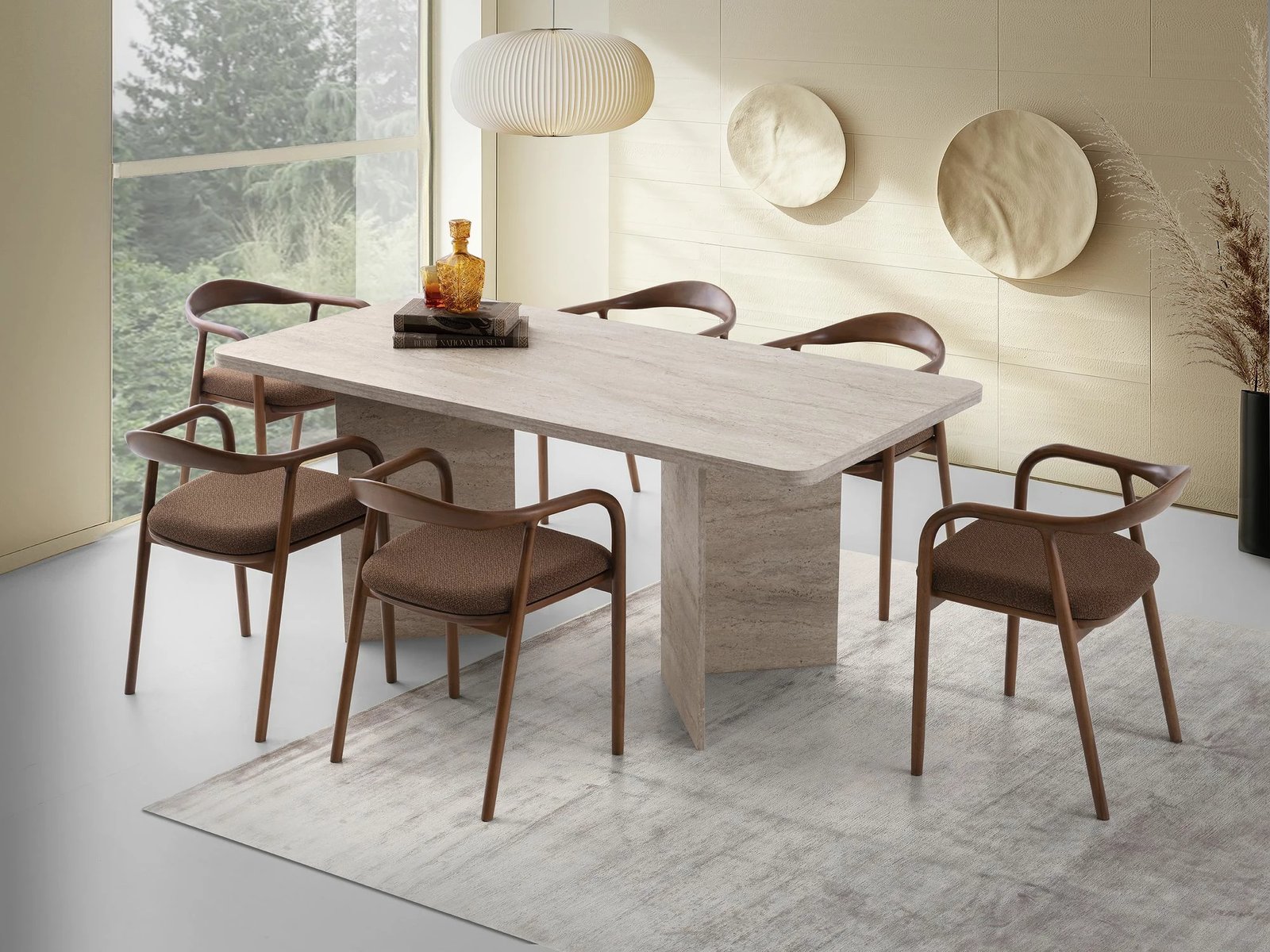 Tavolinë ngrënieje Skye Decor, ngjyrë travertin, Loft - 2931