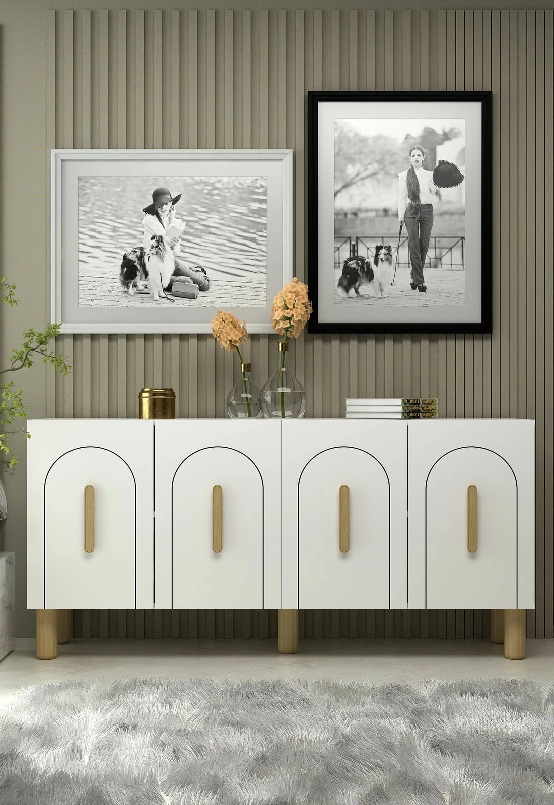 Konsol Skye Decor, e bardhë, lisi safir