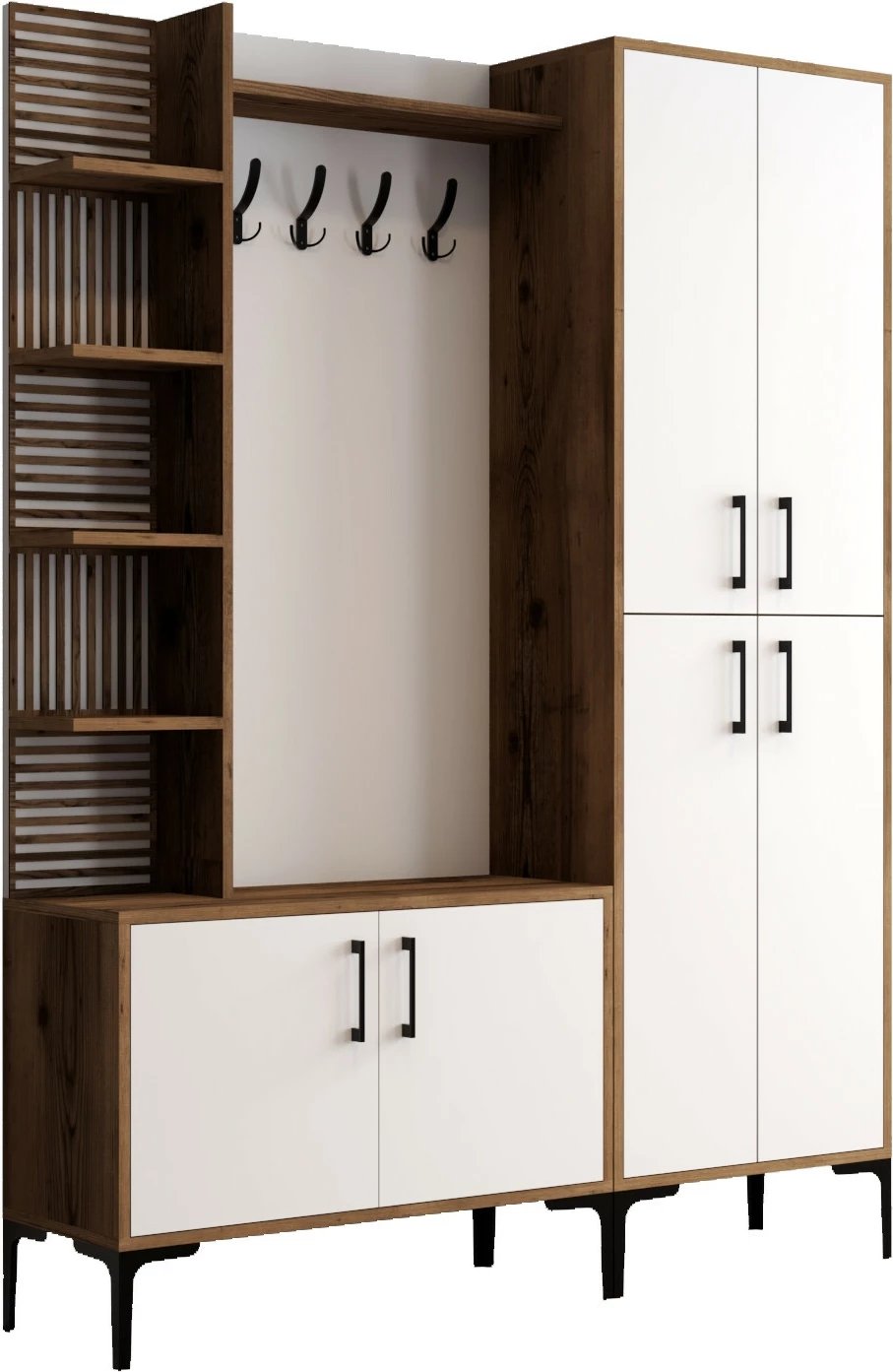 Stendë korridori Skye Decor, Viyana DA, ngjyrë arre dhe e bardhë