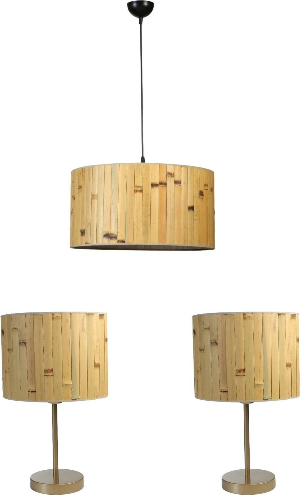 Set llambë tavani dhe tavoline Opviq, 8870-2, ngjyrë druri dhe e zezë