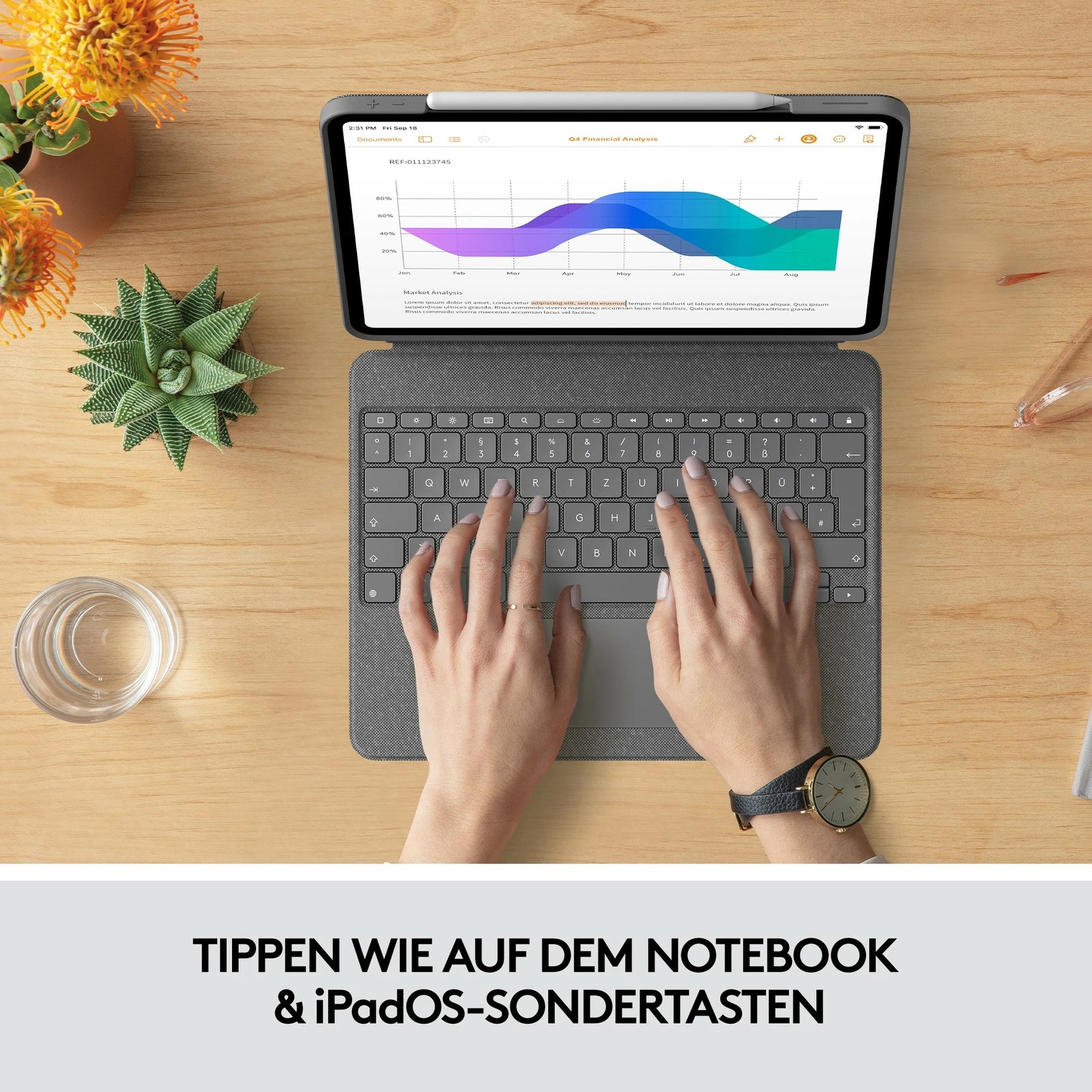 Mbështjellës me tastierë Logitech Combo Touch për iPad Pro 12.9 inch, gri