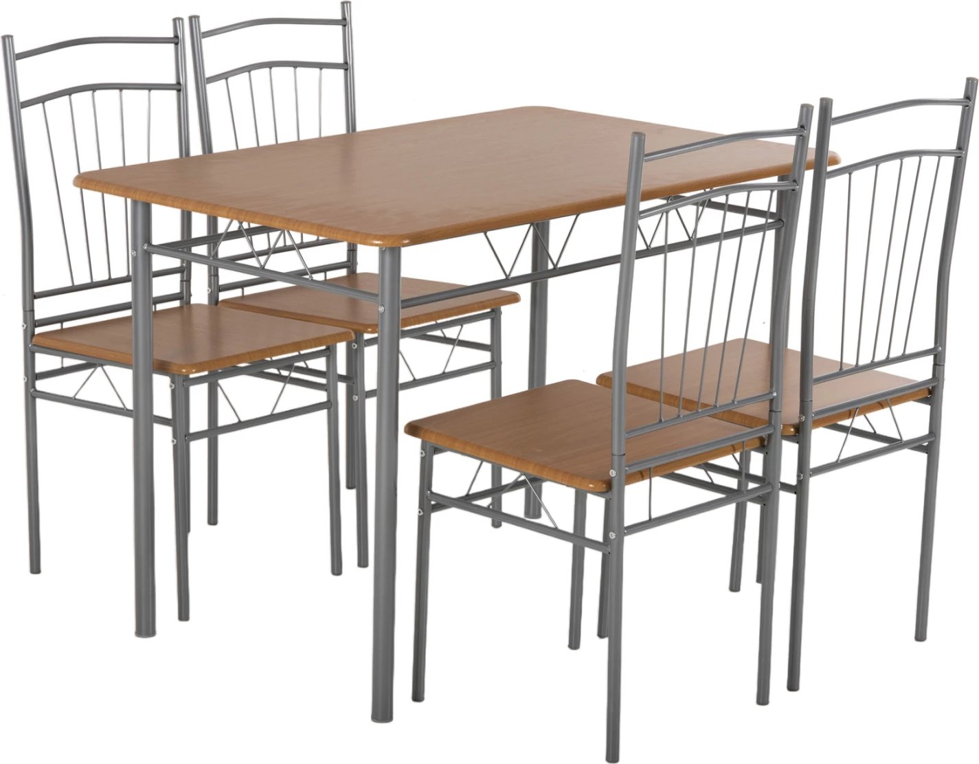 Set për darkë 5 pjesë PEARY FH9416.02, metalik argjendi-MDF, ngjyrë Sonama, 110x70x74H cm