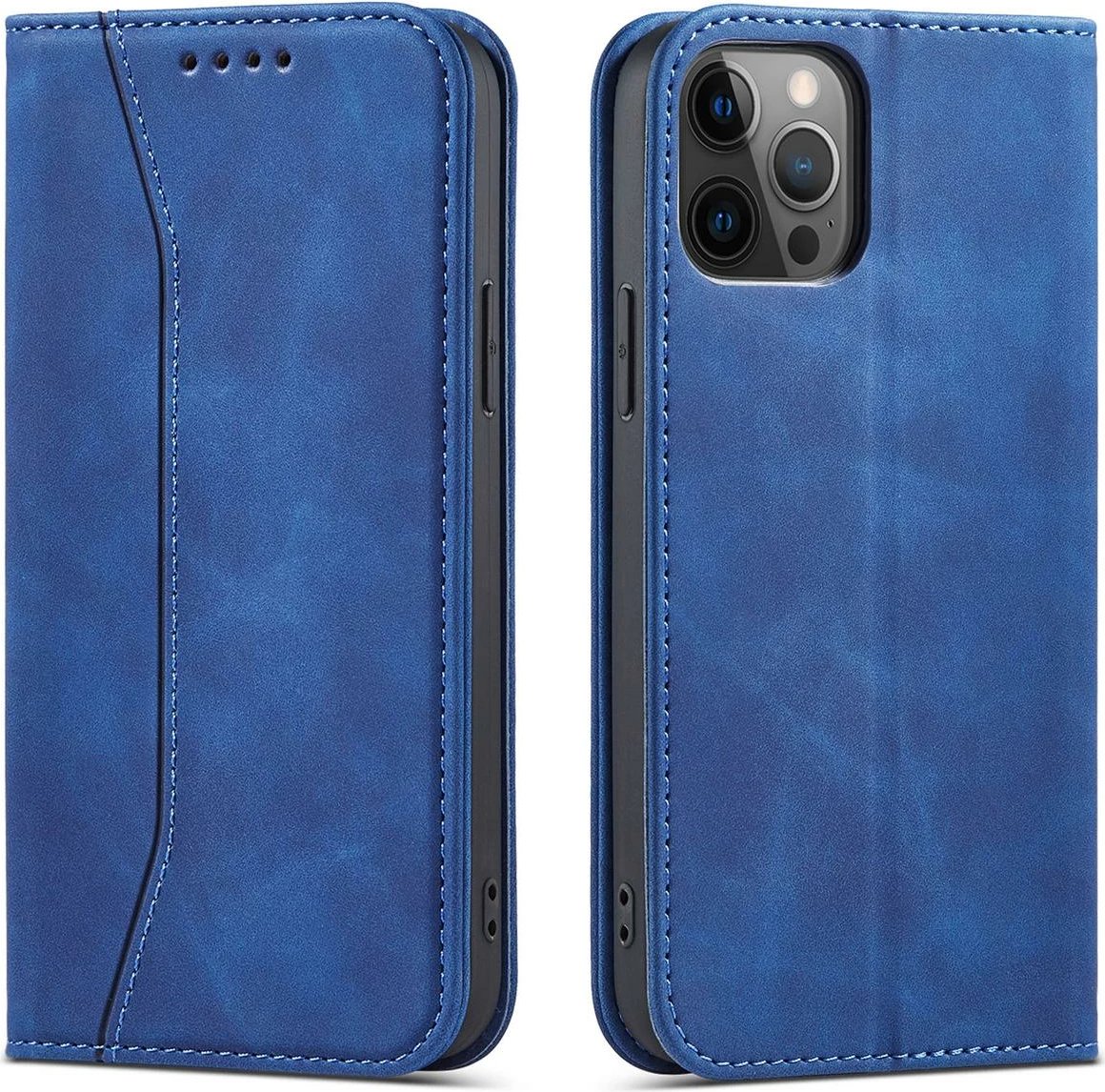 Mbështjellës Hurtel Magnet Fancy Case për iPhone 12 Pro Max, me portofol dhe stand, Kaltër