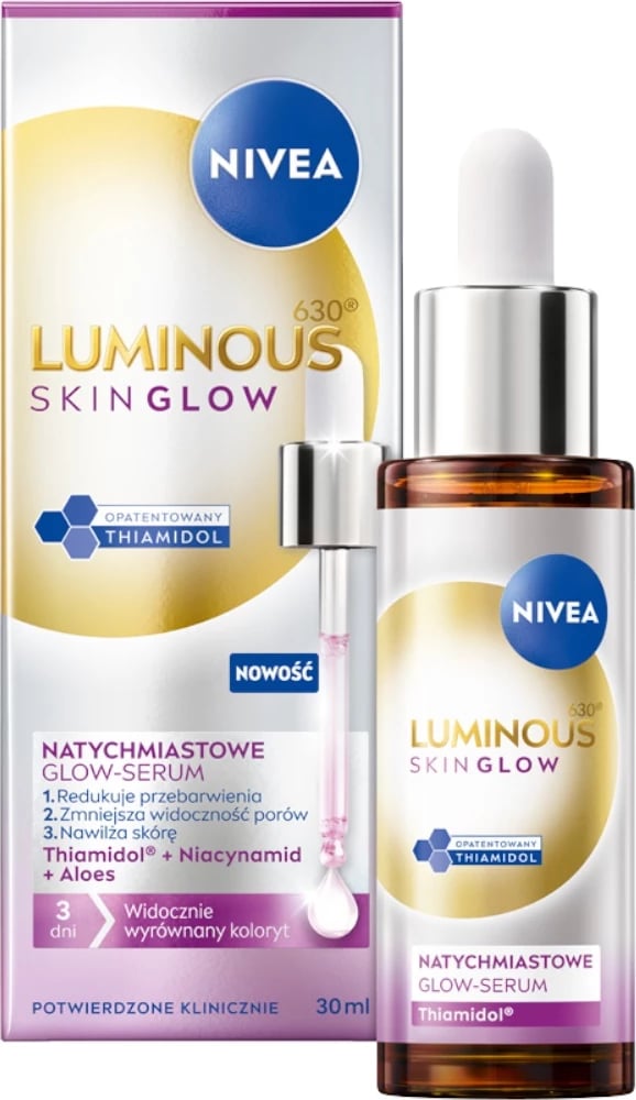 Serum për fytyrë Nivea Luminous630 Skin Glow Instant Glow për femra 30ml Serum për fytyrë Nivea Luminous630 Skin Glow Instant Glow për femra 30ml