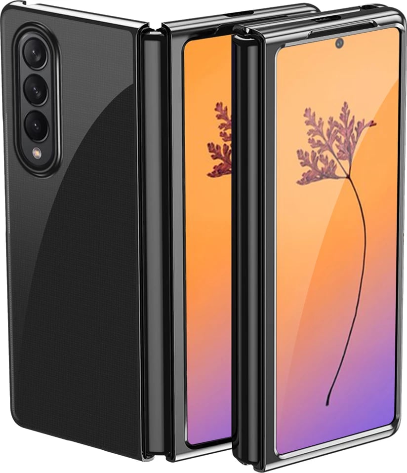 Mbështjellës Hurtel Plating Case për Samsung Galaxy Z Fold 4, kornizë metalike, e zezë