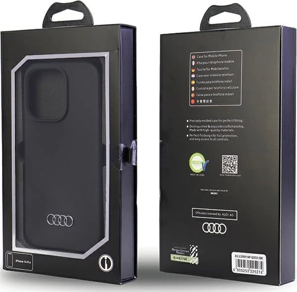 Mbështjellës Audi Silicone Case për iPhone 14 Pro 6.1", i zi