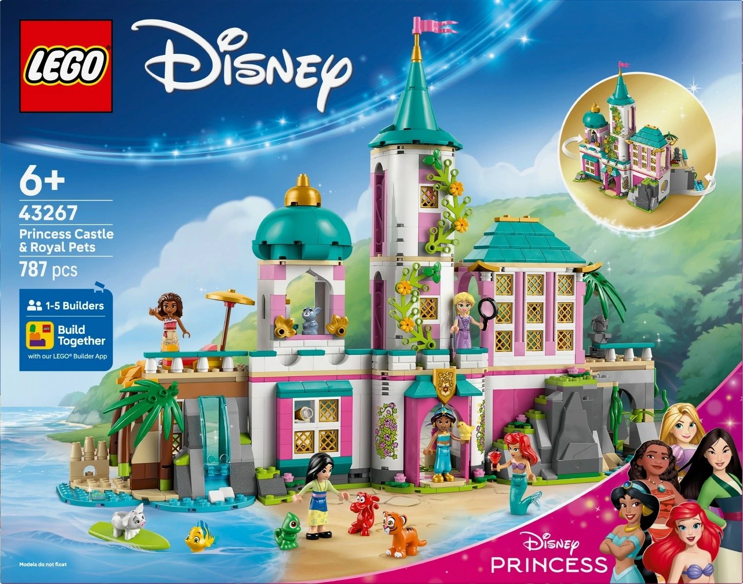 Set LEGO Disney Princess 43267, Princess Castle and Royal Animals, 787 pjesë, për fëmijë, shumëngjyrësh