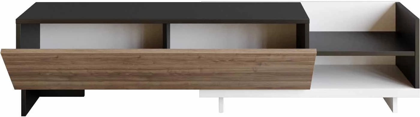 Komodë televizori, stil skandinav, ngjyrë e bardhë, e zezë, arre, Skye Decor, Parion