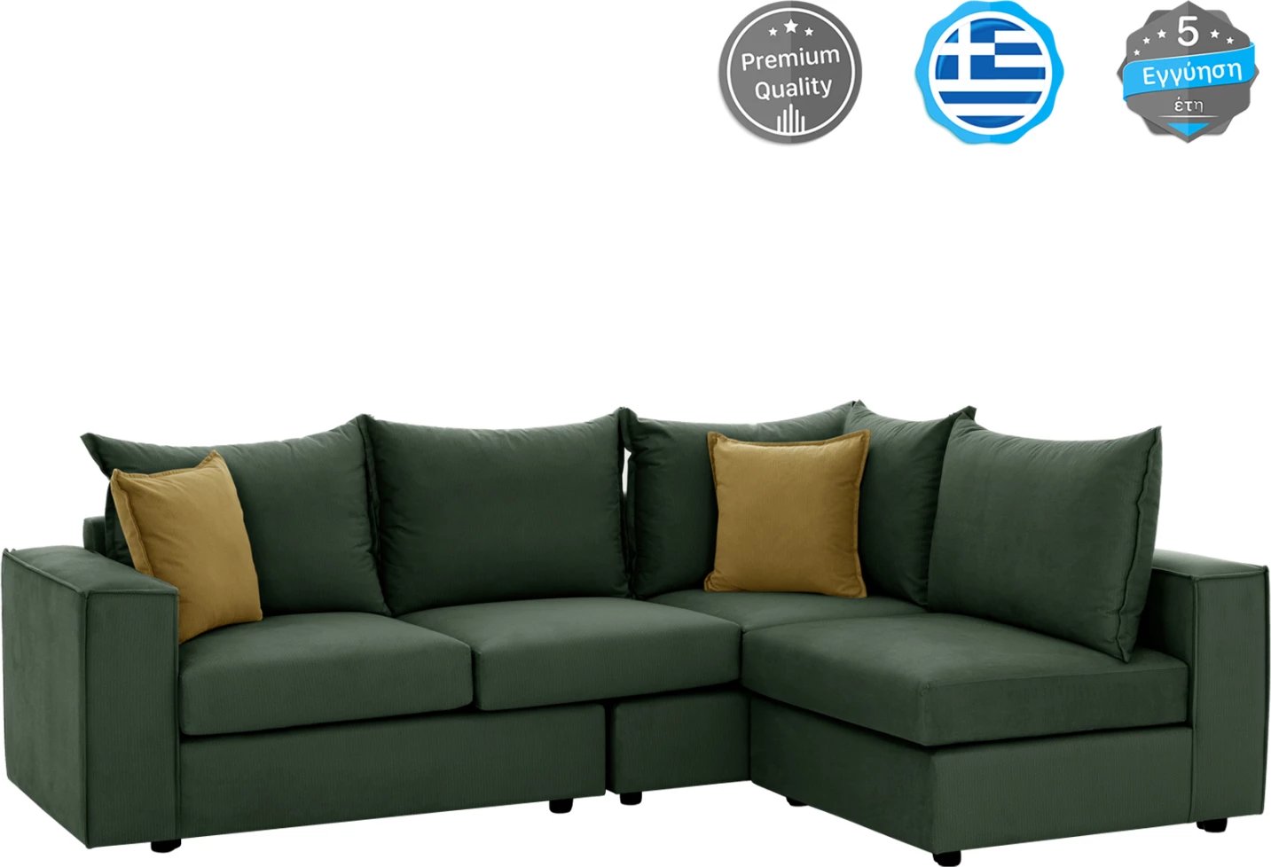 Divan qoshe MONZA FH3256.17 i ndërrueshëm, jeshil, 265x195x98 cm