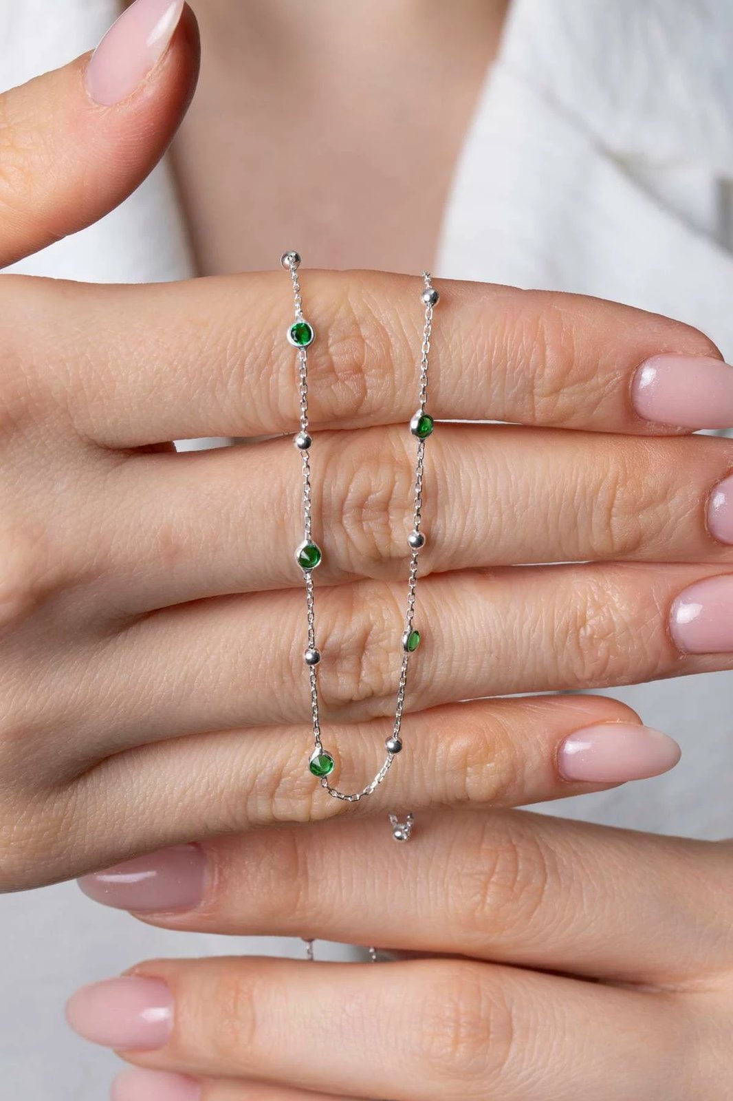 Qafore argjendi me gurë të gjelbër Jumeon, TFNY65231