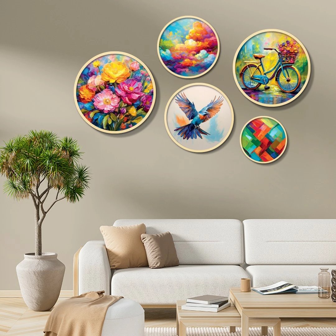 Set pikturash dekorative të kornizuara MDF (5 copë), Wallity, Yats-17