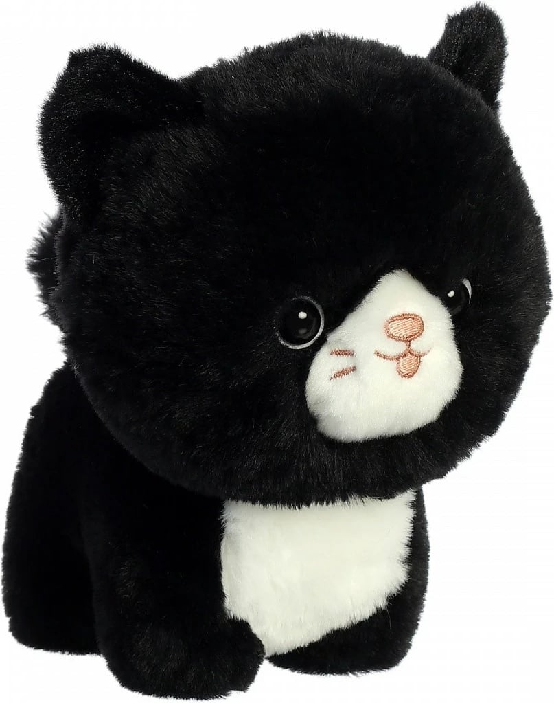 Lodër pelushi Daffi Teddy Pets Mascot Tuxedo Cat, 19 cm, zi/bardhë