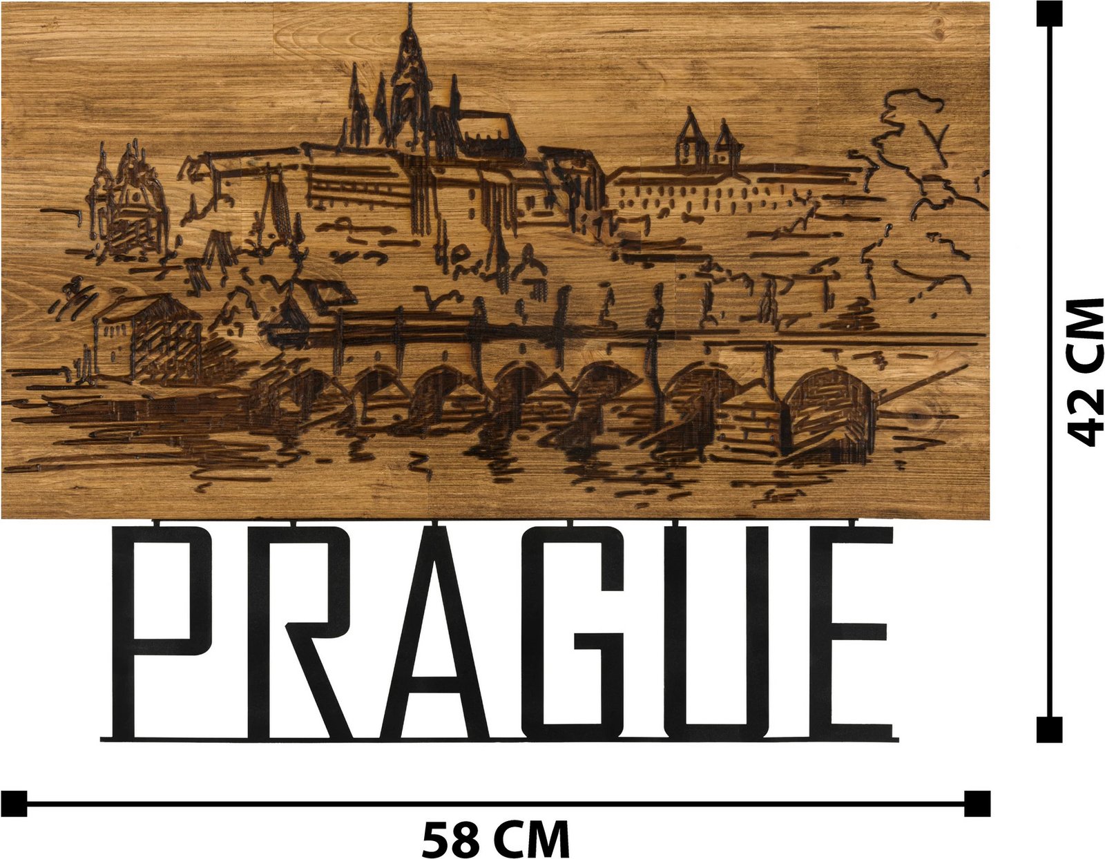 Aksesor dekorativ prej druri për mur, Wallity, Pragë