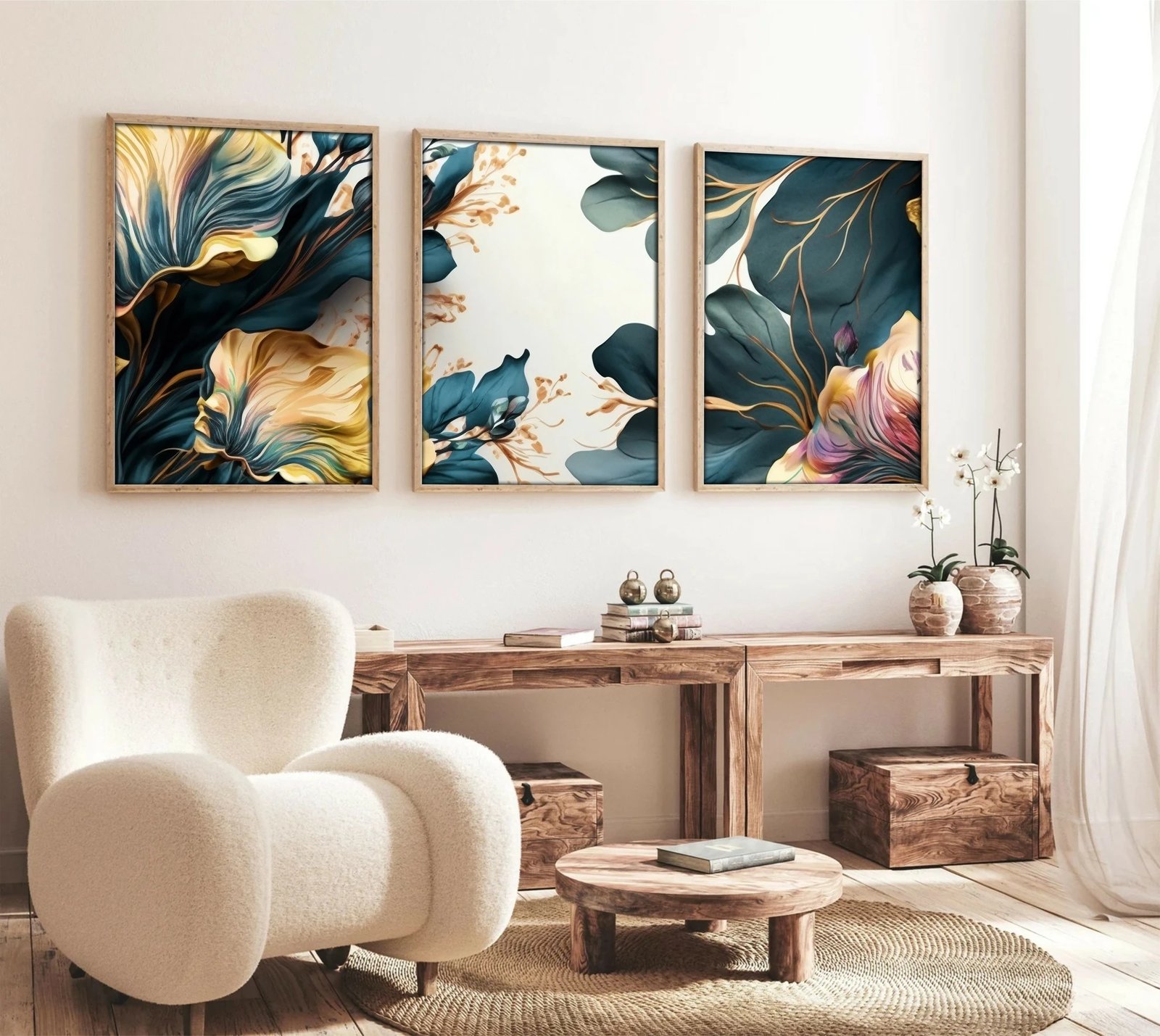 Pikturë dekorative me kornizë MDF (3 copë), Wallity, Huhu217, 35x50cm