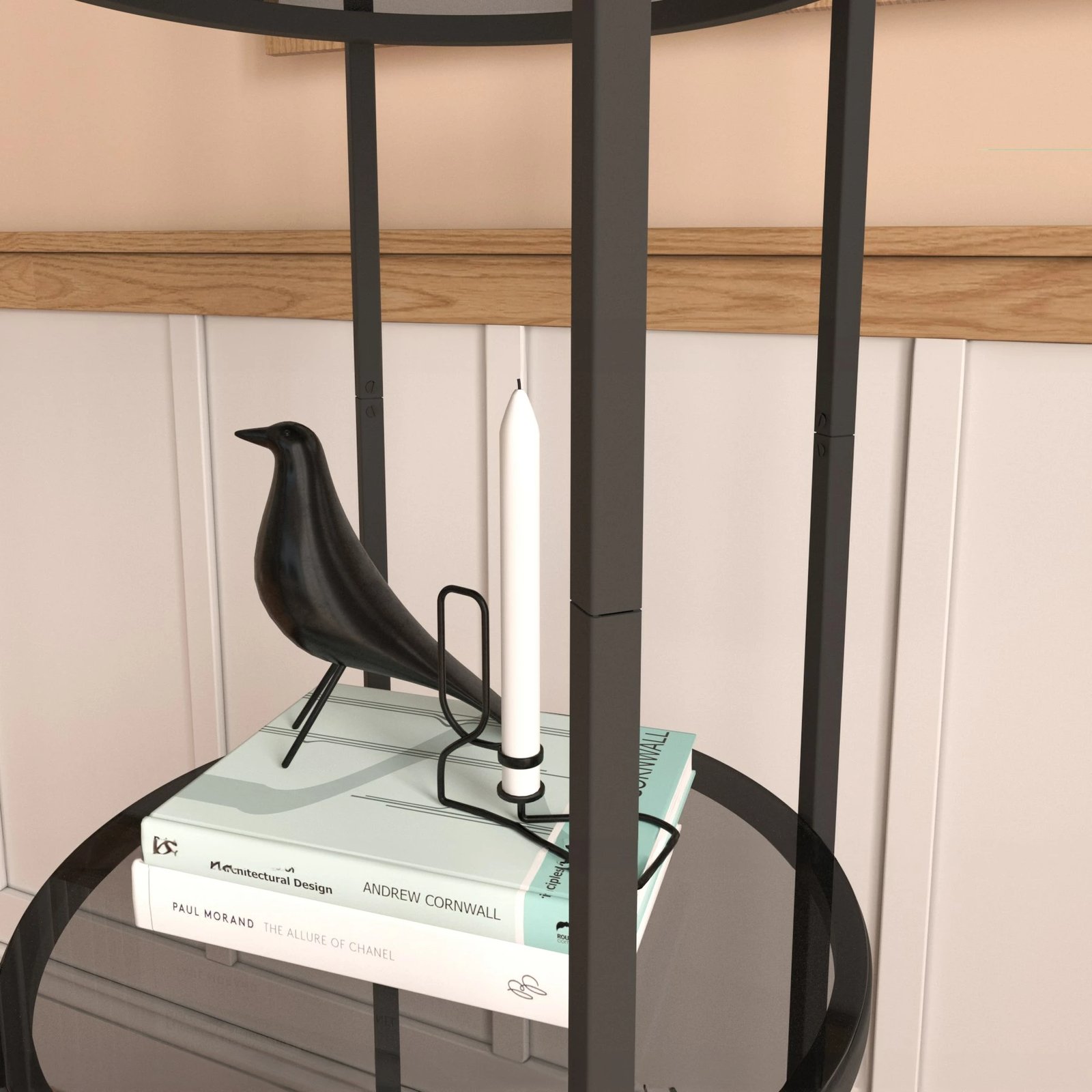 Raft librash Hanah Home, Vogue, ngjyrë e zezë, xham i tymosur