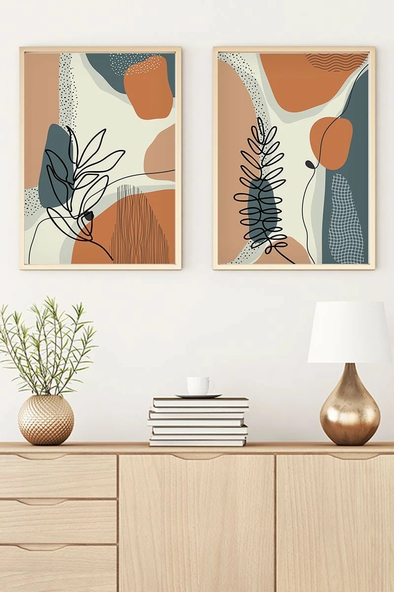 Pikturë dekorative me kornizë, MDF, 2 copë, Wallity, Huhu35, 30x40cm