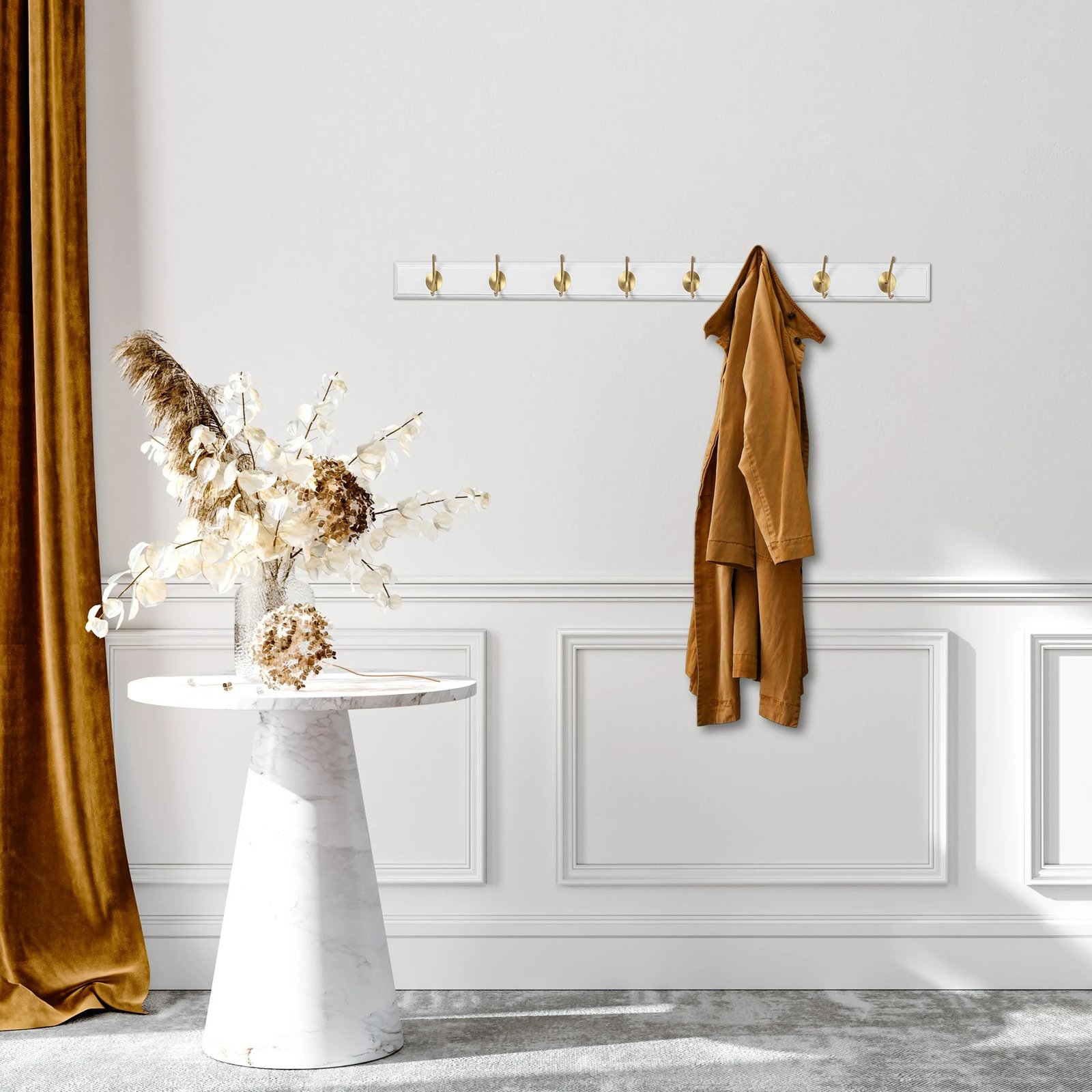 Varëse muri prej druri, ngjyrë e bardhë dhe ari, Skye Decor, ASK-007