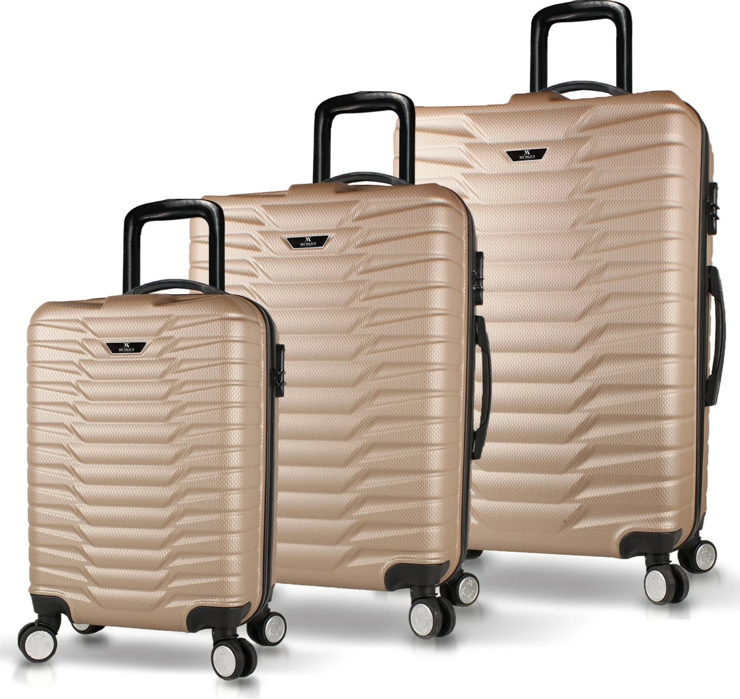 Set valixhesh (3 copë), ngjyrë ari, Zoozie Bags, 5578