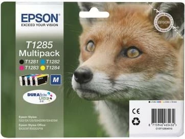 Fishekë boje multipak, Epson, T1285 Multipack C13T12854012, DURABrite Ultra, paketë 4 ngjyra (e zezë, cian, magenta, e verdhë)