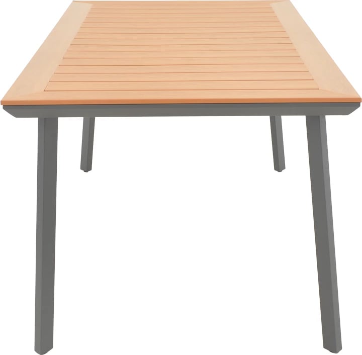 Tavolinë Griffith alumini dhe sipërfaqe tavoline në ngjyrë natyrale, 160x80x74cm