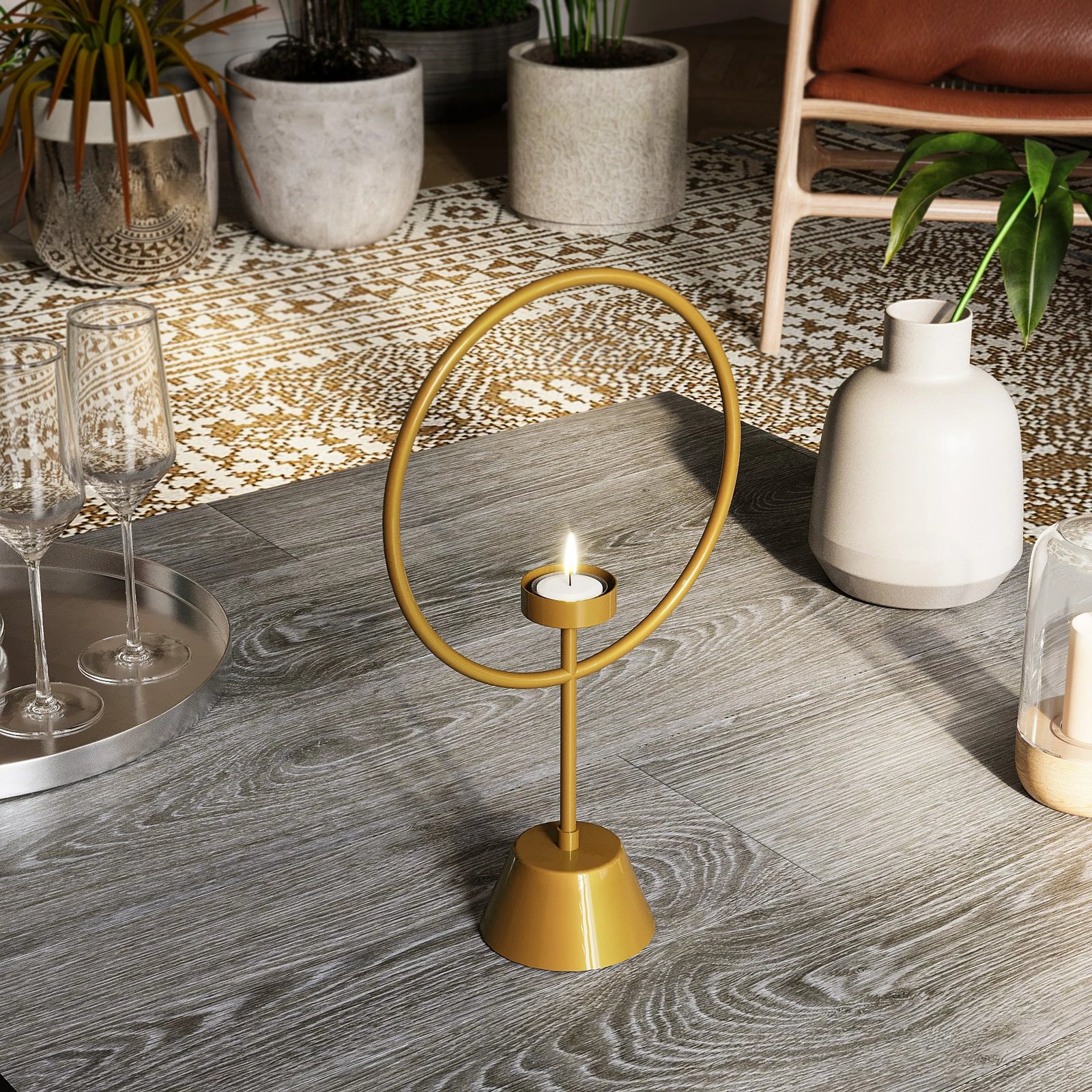 Aksesor dekorativ metalik, ngjyrë ari, Aberto Design, Caıros-B