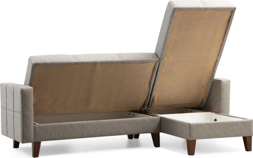 Set divani këndor Polya L, ngjyrë gri e çelët