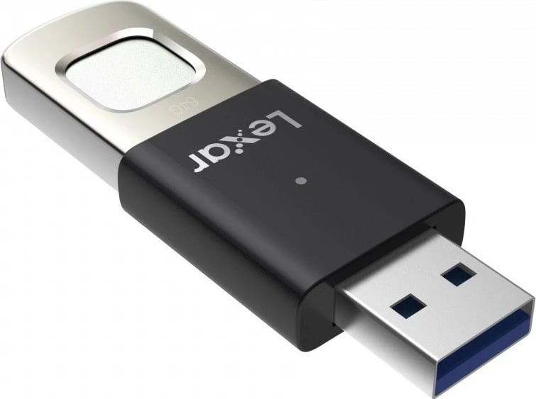 Pendrive Lexar F35pro, 64GB, USB 3.2 Gen1, me lexues gjurmësh gishti, Zi/Metal