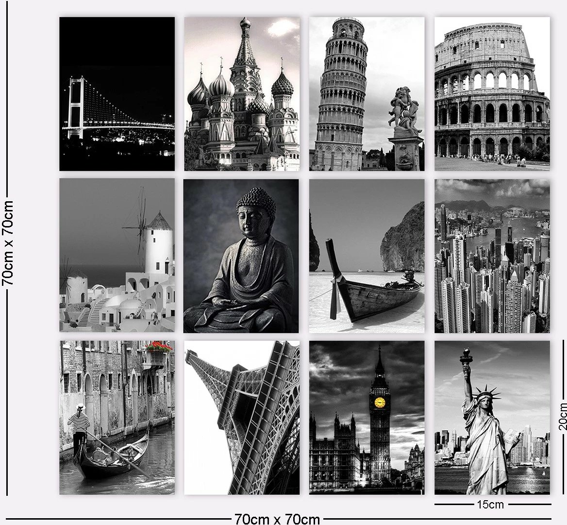 Set pikturash dekorative MDF, shumëngjyrëshe, 12 copë, Wallity, 12MDF12