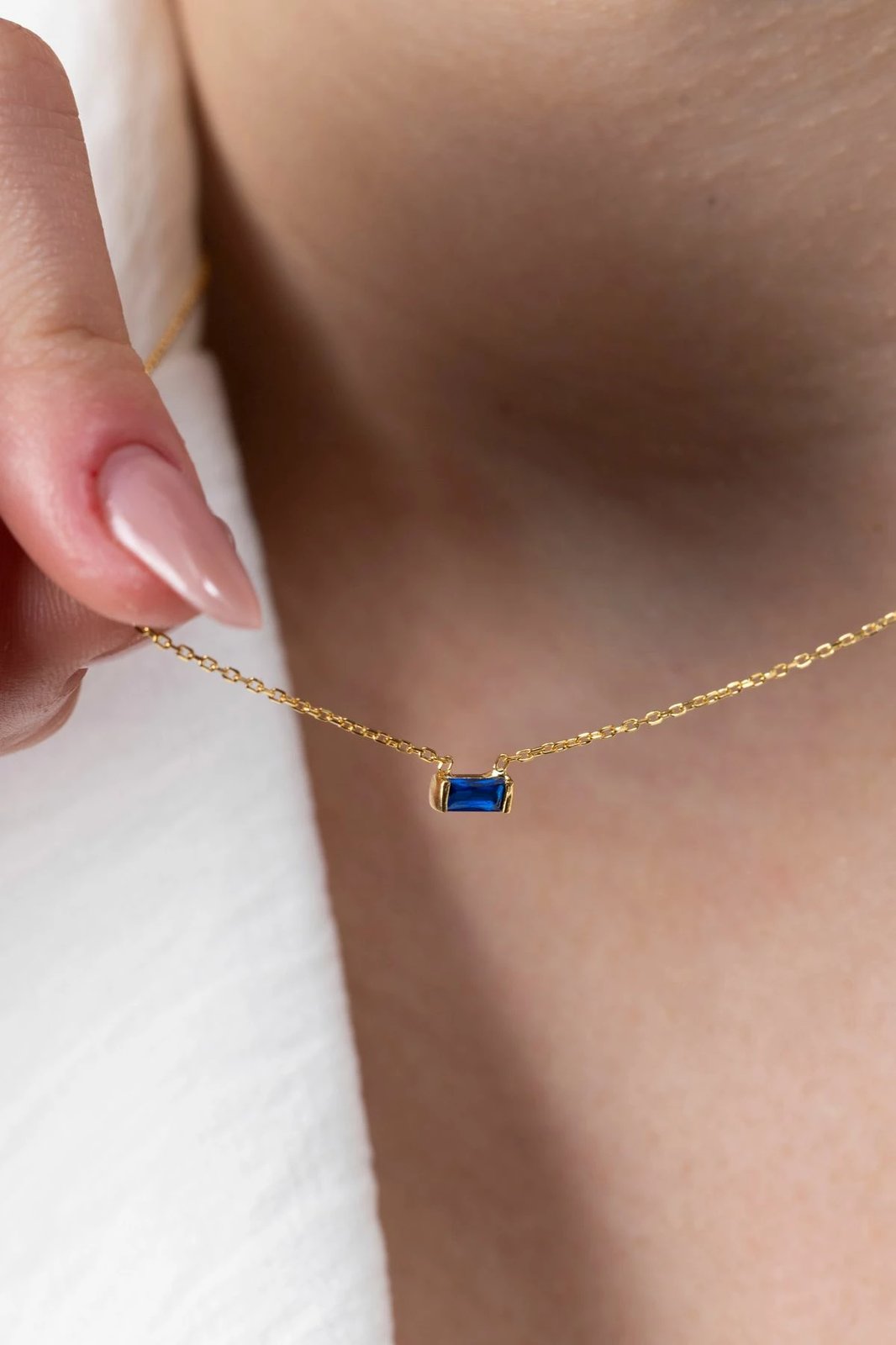 Qafore argjendi me gurë navy blue, Elika Silver, TFNY65236