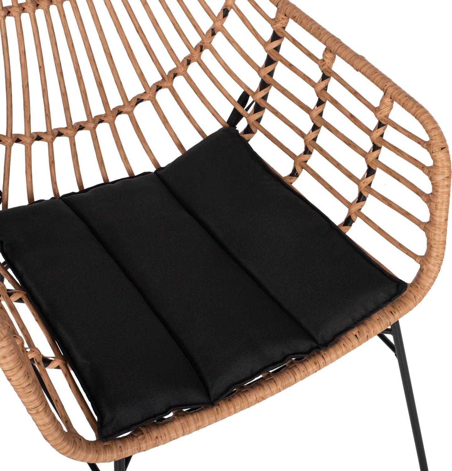 Karrige profesionale, metal i zi, rattan bezhë & jastëk, FH5864.01, 58.5x60.5x80 cm