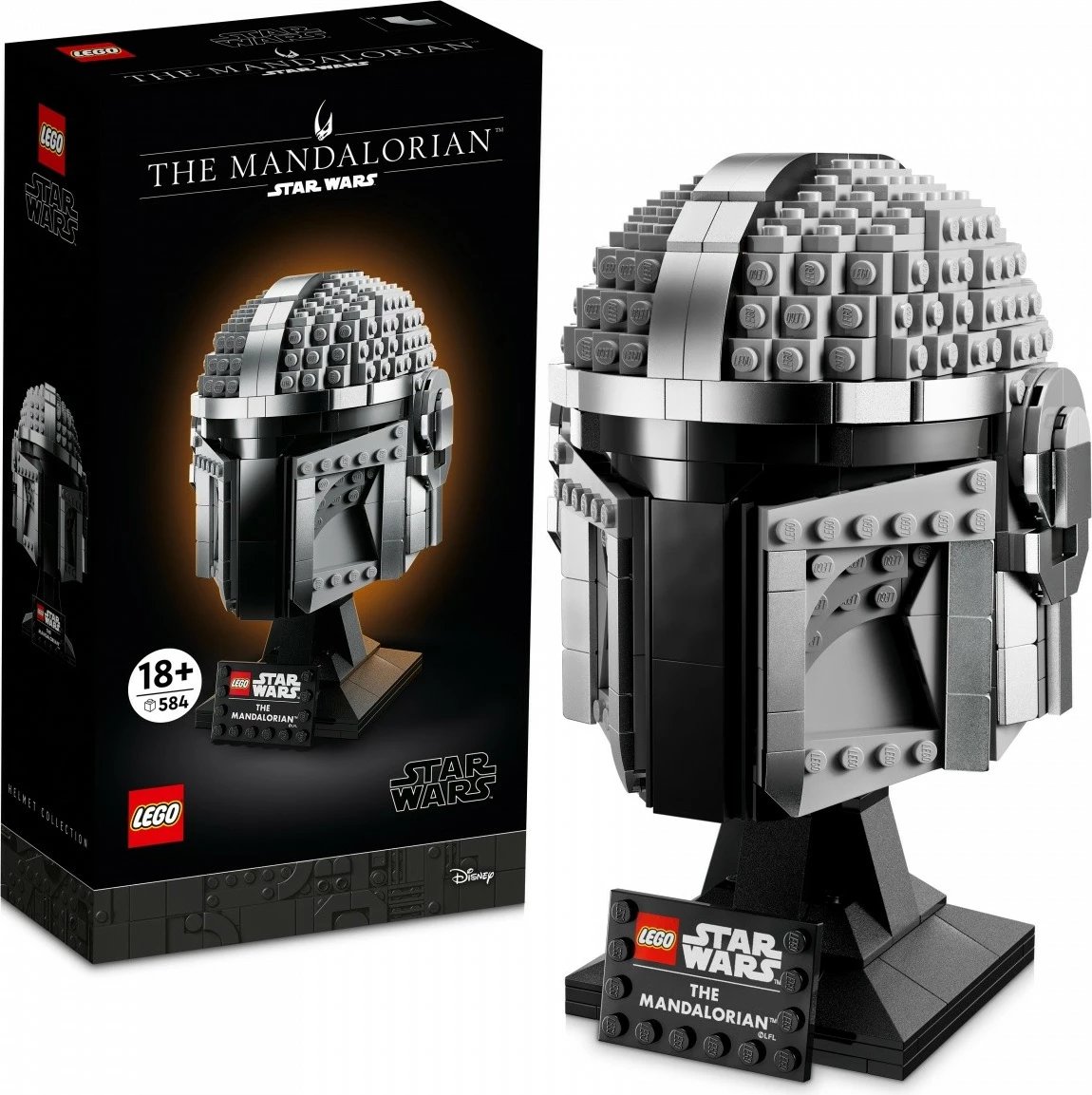 Set ndërtimi LEGO Star Wars Mandalorian Helmet 75328, 584 pjesë, gri