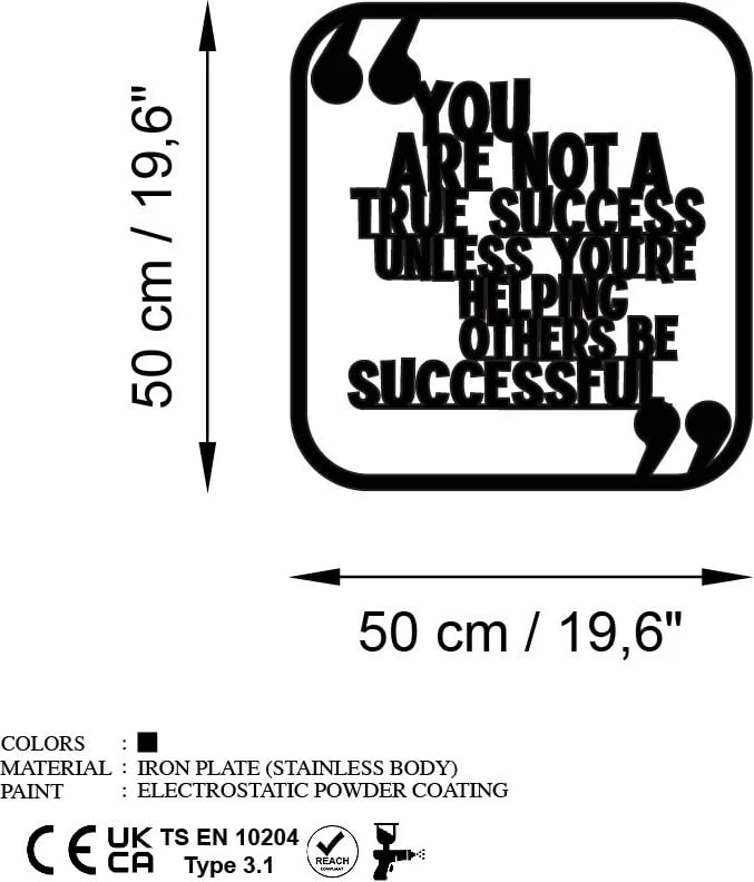 Aksesor dekorativ metalik për mur, Wallity, Jon Gordon, ngjyrë e zezë, 50x50cm