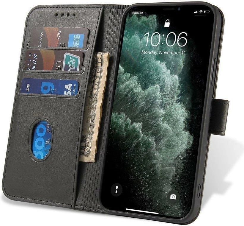 Mbështjellës Hurtel Magnet Case për OnePlus Nord N20 5G, me kapak dhe funksion stand, i zi