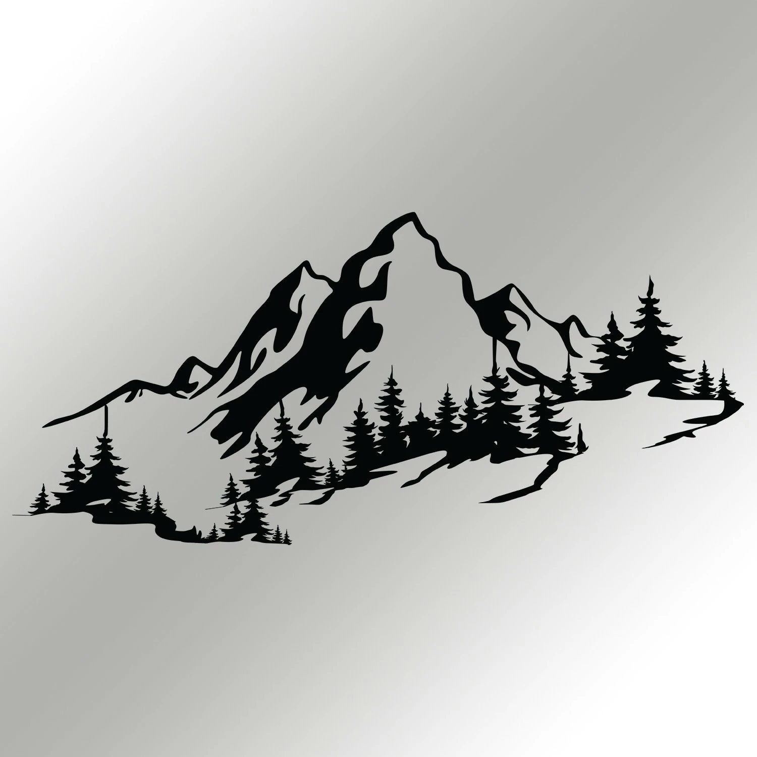 Aksesor dekorativ metalik për mur, Wallity, Mountain 3, ngjyrë e zezë, 67x30cm