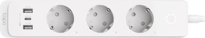 Zgjatues elektrik smart me Wi‑Fi, TP-Link, TAPO P300, 3 porte AC Schuko + 2x USB-A + 1x USB-C, kabllo 1.5 m, bardhë
