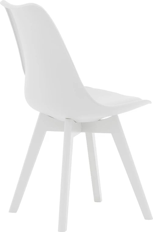 Karrige Gaston PP-PU, këmbë druri, e bardhë