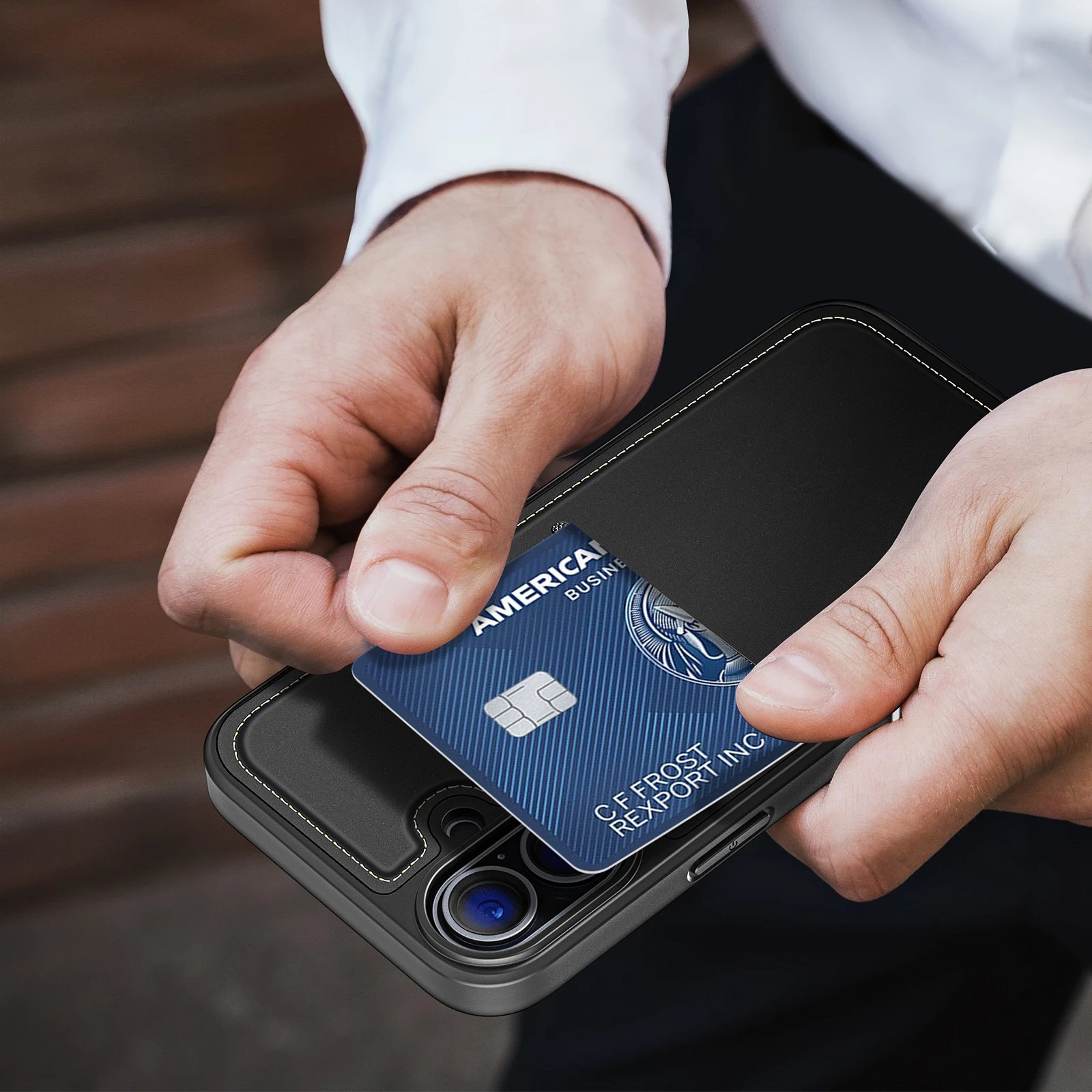 Mbështjellës Dux Ducis Rafi II Mag për iPhone 16, me MagSafe, portofol RFID, me mbajtëse, i zi