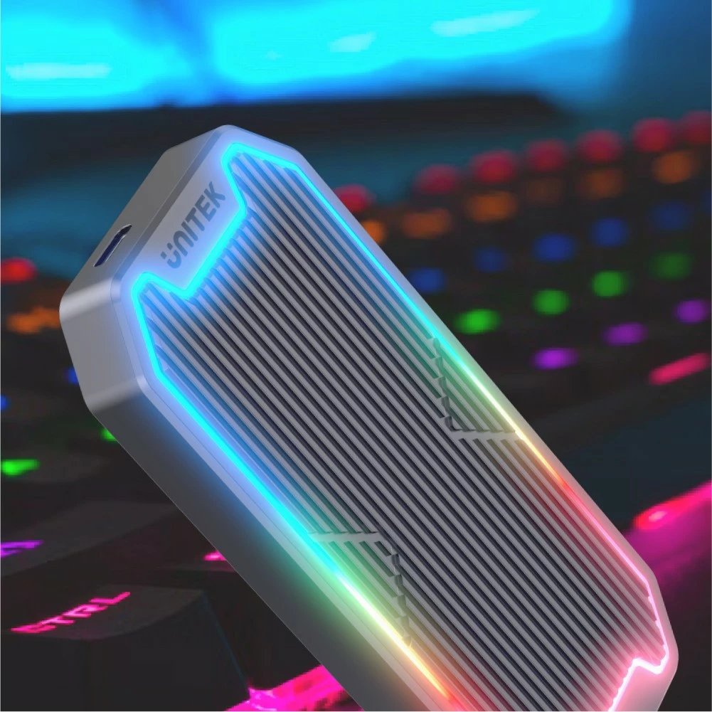 Kasë Unitek S1210B për SSD M.2 NVMe/SATA, USB Type-C, 10Gbps, RGB, Gri