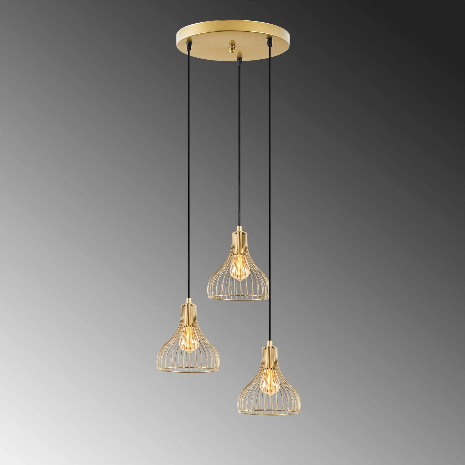 Llambë varëse Opviq, Telyildo, ngjyrë ari e shndritshme, 44x44x117 cm