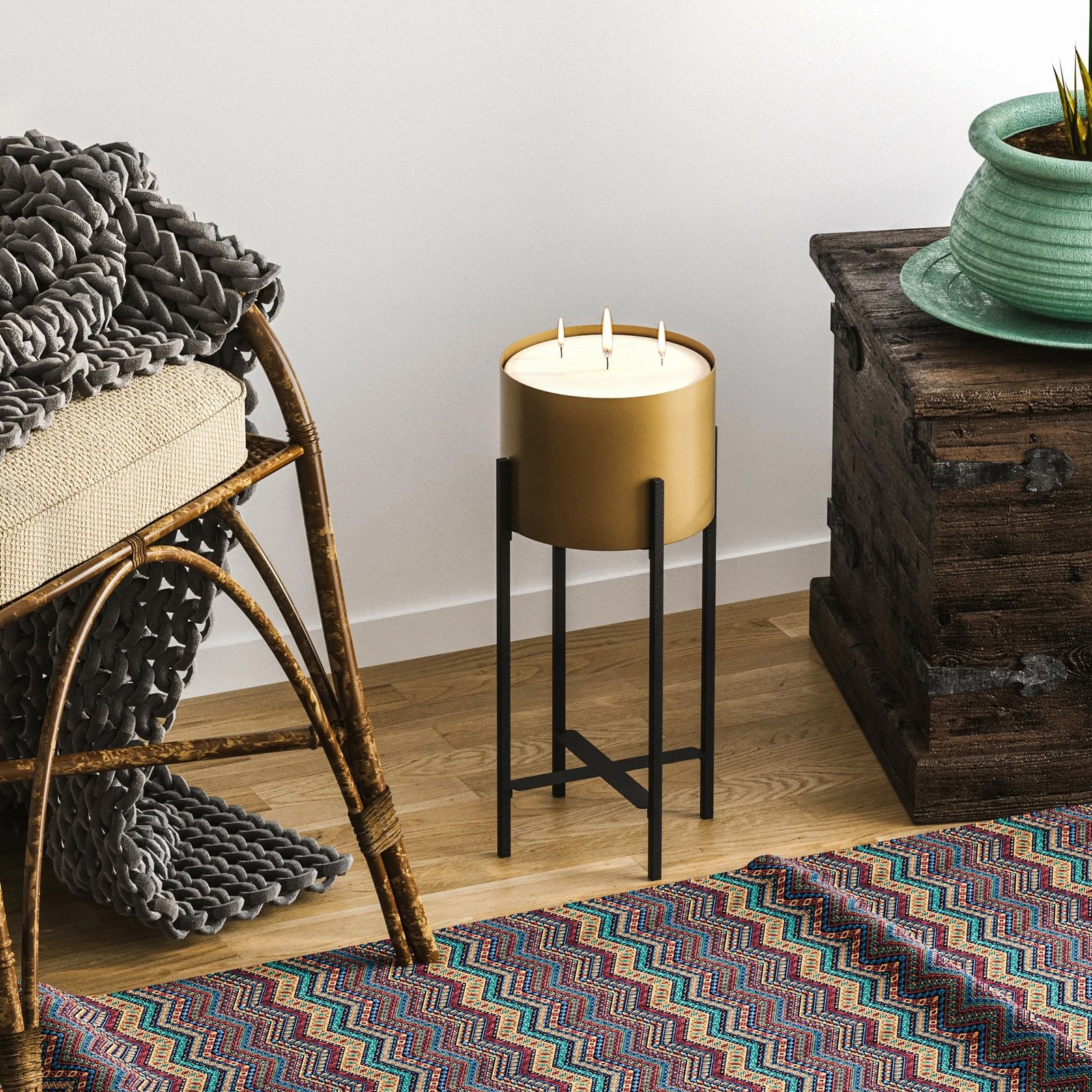 Vazo dekorative Aberto Design, GED-026-A, e zezë dhe e artë, metal