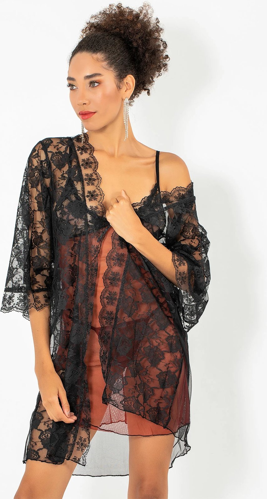 Babydoll Jumeon, ngjyrë e kuqe kafe, 2 copë, 011-008002