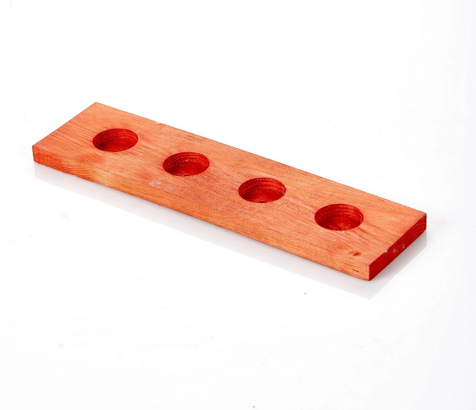 Mbajtës qirinjsh tealight prej druri, ngjyrë e kuqe, Aberto Design, 35x9cm
