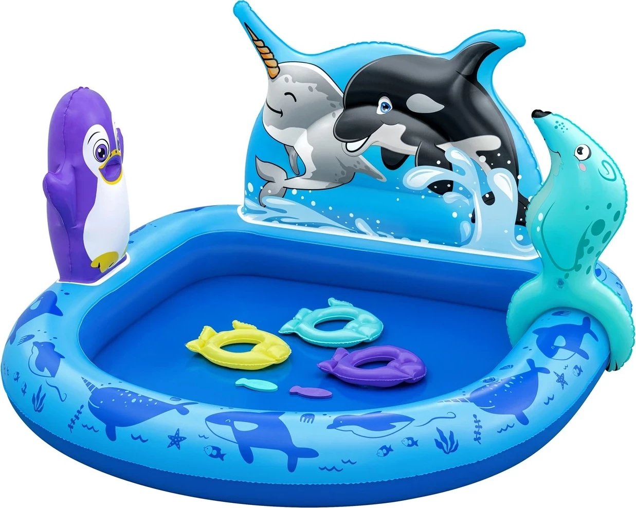 Qendër loje uji e fryrë për fëmijë Bestway Polar Pals, 1.34 m x 1.31 m x 73 cm, Blu